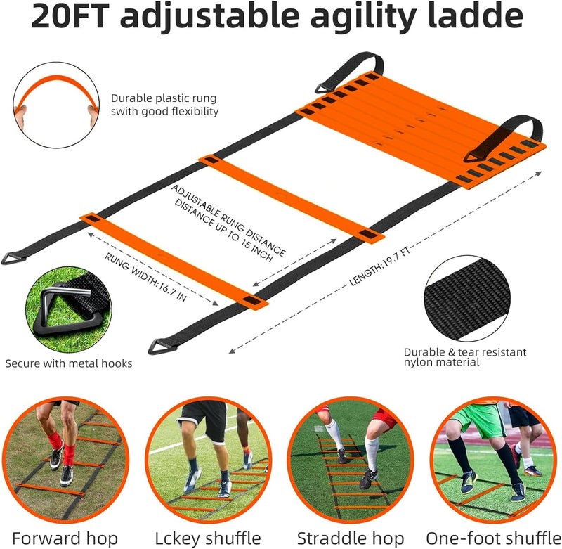 FITFIZZ هدف كرة القدم، أهداف كرة القدم للفناء الخلفي، شبكة كرة قدم قابلة للطي بحجم 6x4 قدم، معدات تدريب كرة القدم مع كرة القدم، سلم وأقماع - Image 5